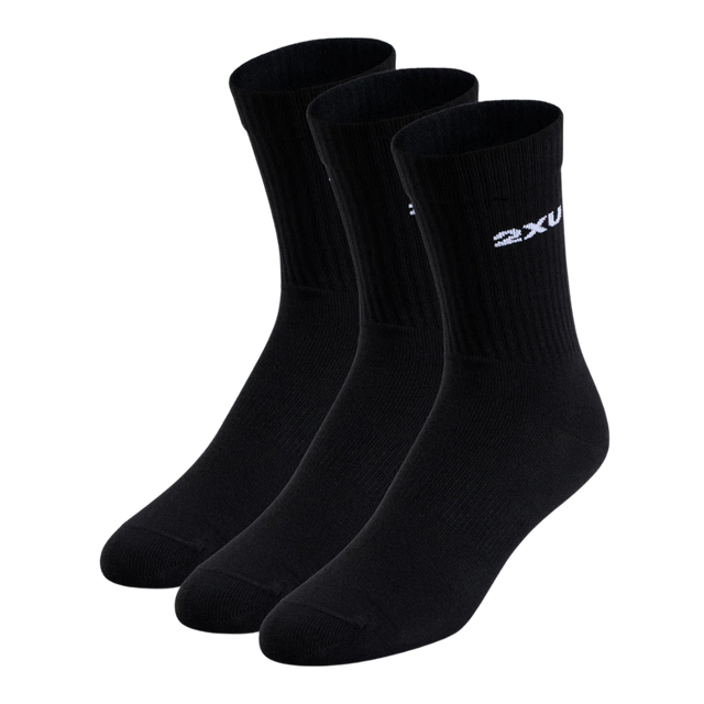 2XU - Cotton Crew Socks 3 Pack - Black/White