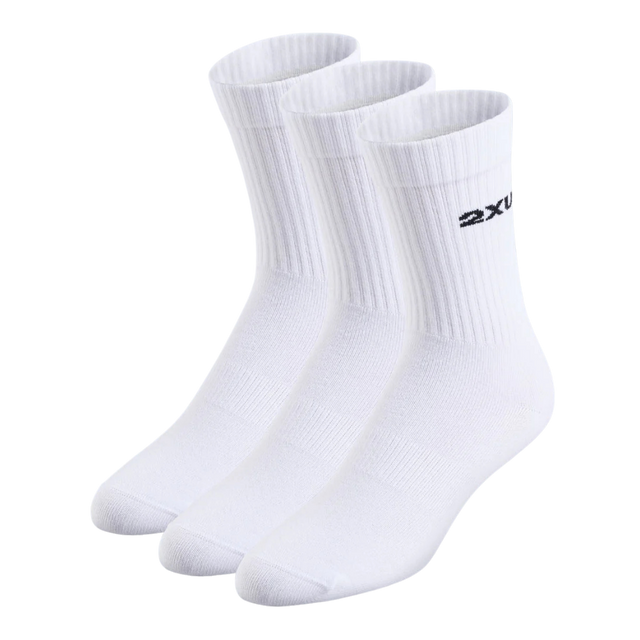2XU - Cotton Crew Socks 3 Pack - White/Black