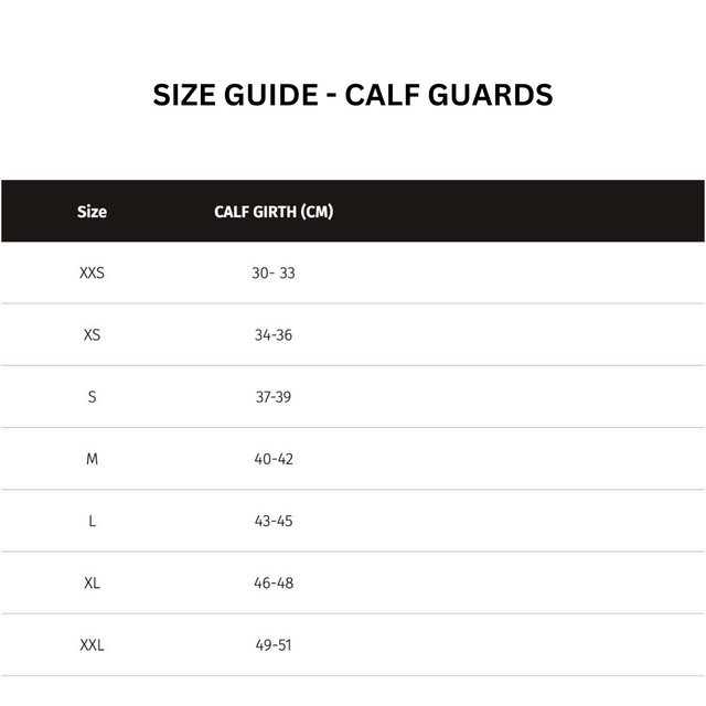 2XU - Light Speed Comp Calf Guards - Size Guide