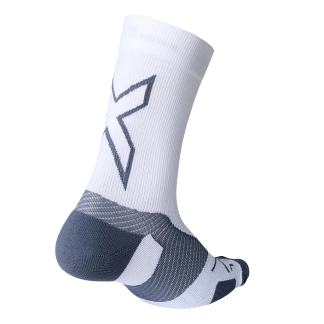 2XU - Vectr Light Cushion Crew Socks - White/Grey - Back