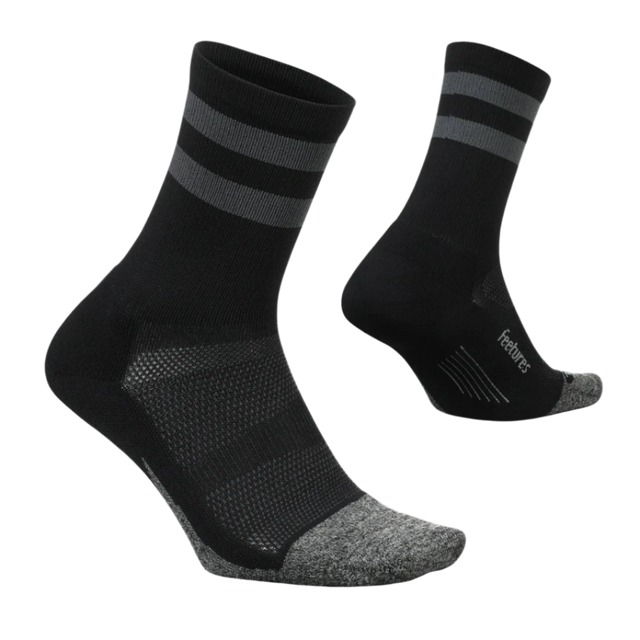 Feetures - Elite Light Cushion Mini-Crew - Dark Gray High Top Stripe