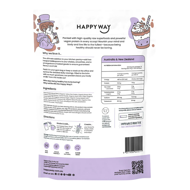 HappyWay - Vegan Protein Powder 500g - Double Choc Chip