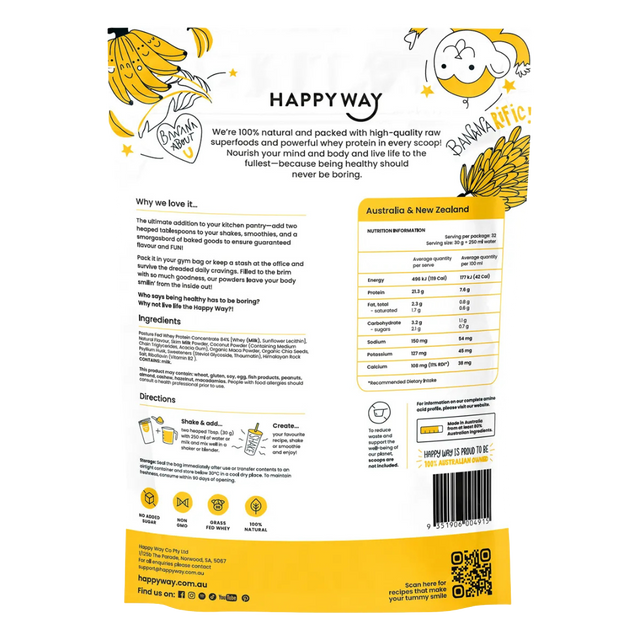 HappyWay - Whey Protein Powder 1kg - Banana