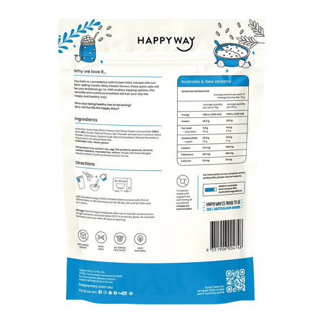 HappyWay - Whey Protein Quick Oats 700g - Vanilla