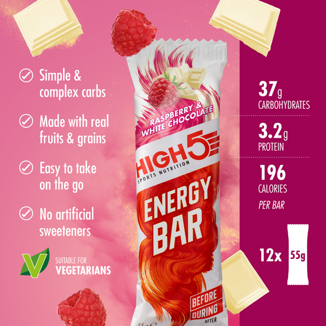 High5 - Energy Bar - Raspberry & White Chocolate - Infograph