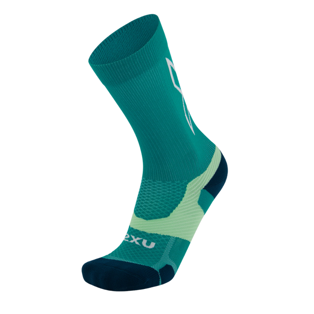 2XU - Vectr Light Cushion Crew Socks - Slate Green/Digital Mint