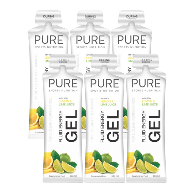 PURE Sports Nutrition - Fluid Energy Gels - Lemon Lime (Pack of 6)