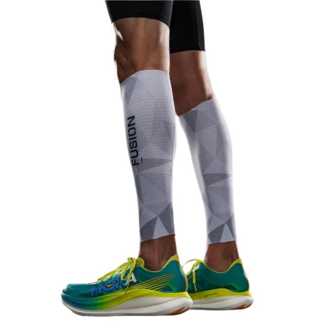 Fusion - TEMPO! Calf Sleeves - White/Grey (Side)