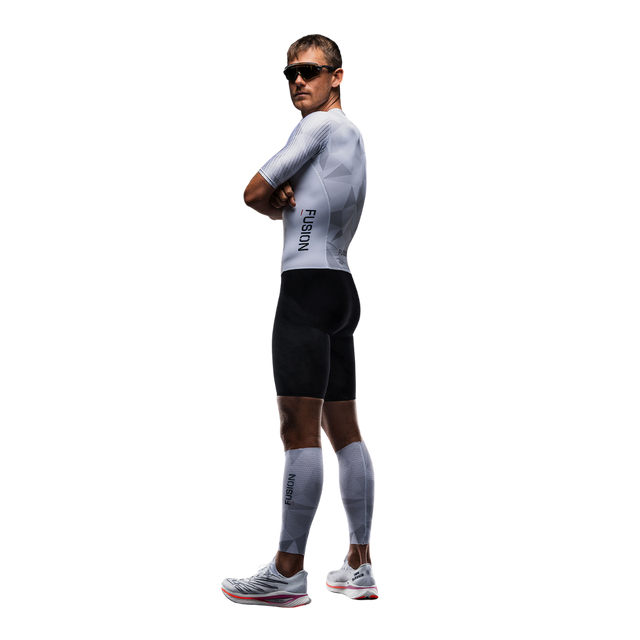 FUSION - Tempo! ONE Men's Tri Suit - White/Grey (Back Angle)