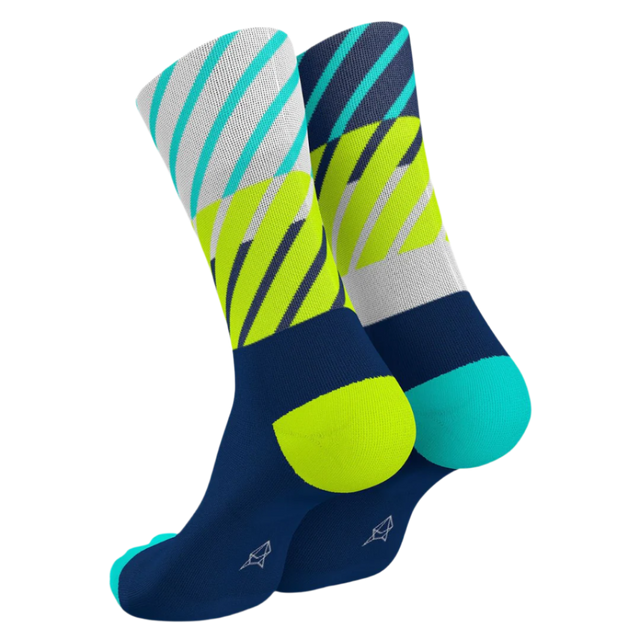 Incylence - Running Diagonals Long Sock - Navy Canary (back)