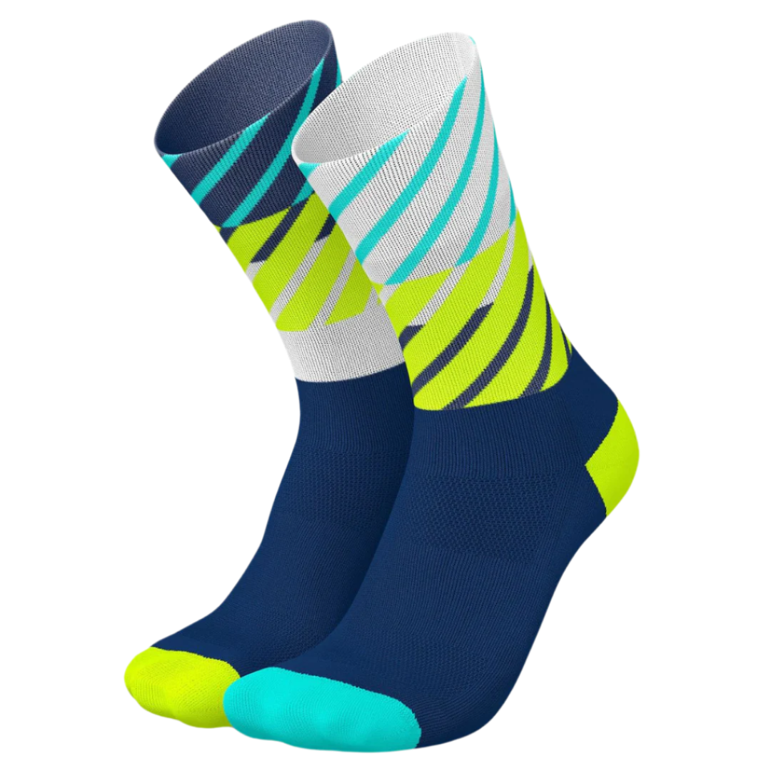 Incylence - Running Diagonals Long Sock - Navy Canary