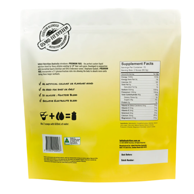 Infinit Nutrition - Premium Fuel 90 Bag - Lemon Lime - Back