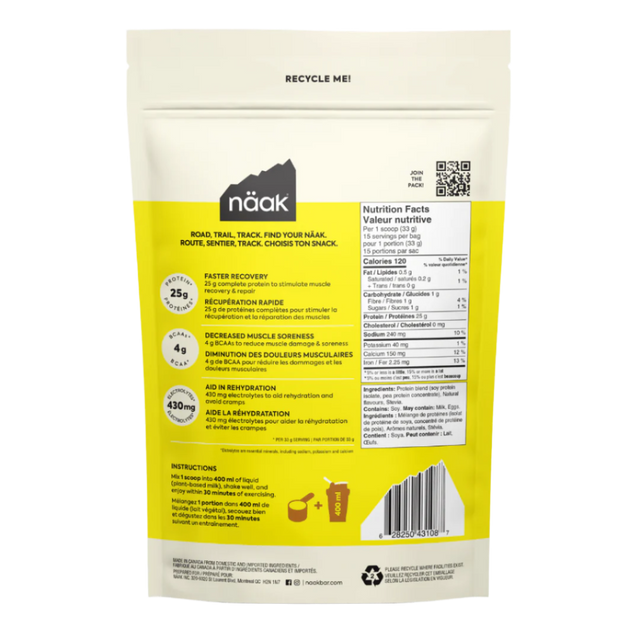 Naak - Ultra Recovery Protein Powder - Vanilla - Back