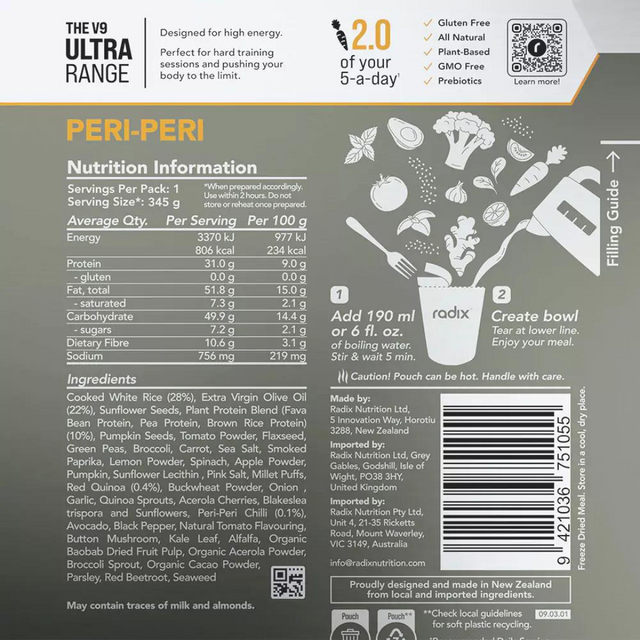 Radix Nutrition - Ultra Meals v9.0 - Peri-Peri (800Kcal)