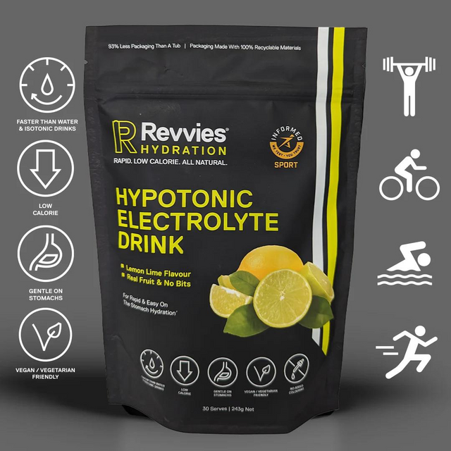 Revvies Hydration - Hypotonic Electrolyte Drink - Lemon Lime - Infographic