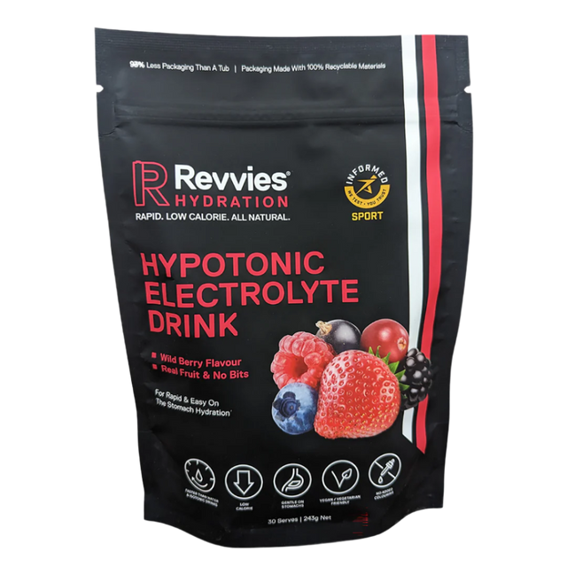 Revvies Hydration Wild Berry Hypotonic Electrolyte Drink.