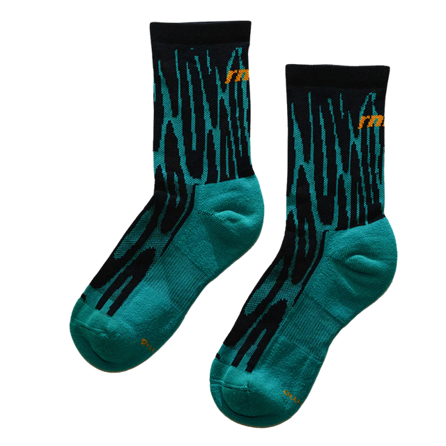 RNNR - Marathon Crew Sock - Drippy Cheetah Teal