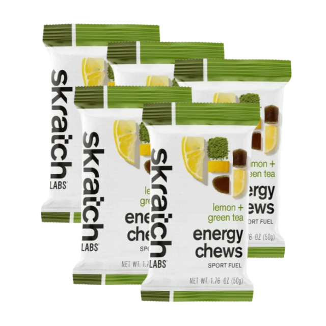 Skratch Labs - Sport Energy Chews - Green Tea & Lemon (with caffeine) - 5 Pack