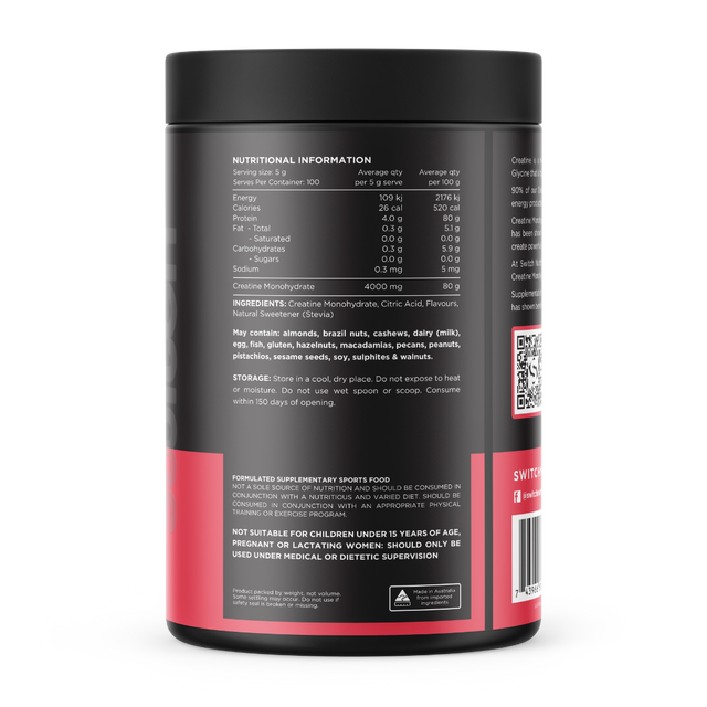 Switch Nutrition - Flavoured Creatine - Red Raspberry - Back