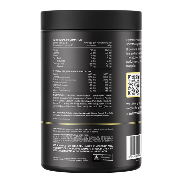 Switch Nutrition - Hydrate Perform - Raspberry Lemonade (Back)