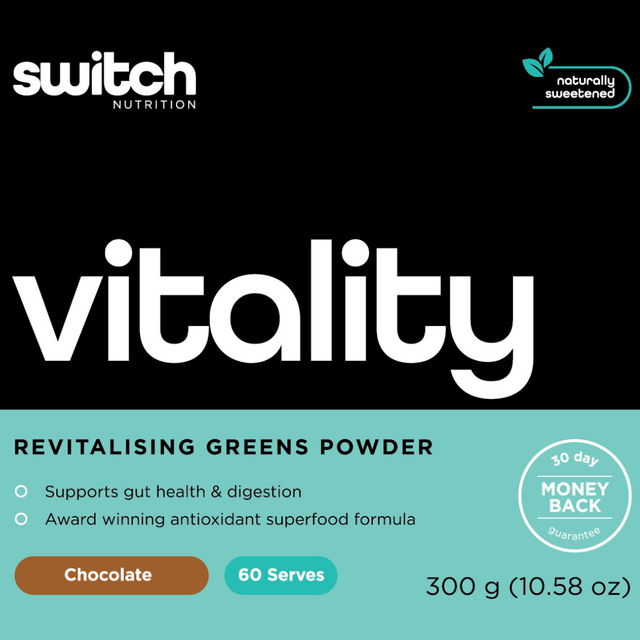 Switch Nutrition - Vitality Super Greens Powder - Chocolate Label