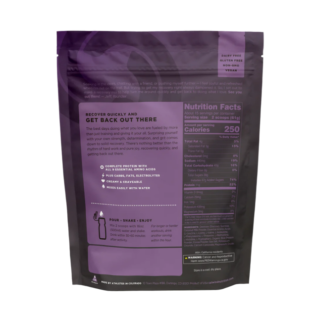 Tailwind Nutrition - Recovery Mix Bag - Chocolate (911g) - Back