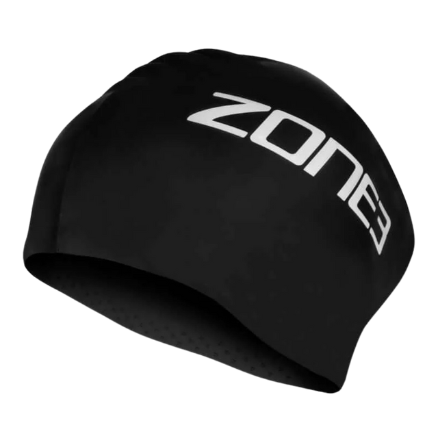 Zone3 Long Hair Swim Cap in Black, extra-large silicone swim cap