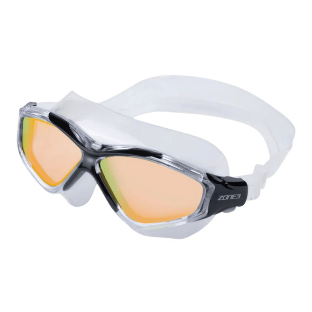 Zone3 Vision Max Swim Mask in Clear/Black Mirror, wide-vision swimming mask with mirrored lens