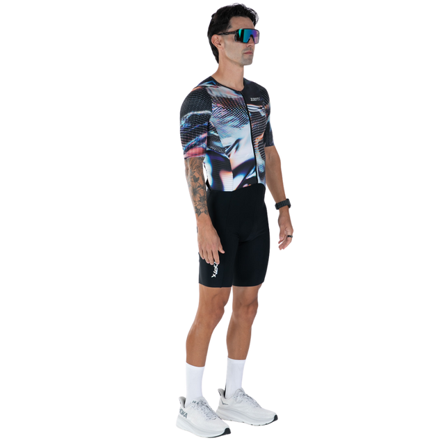 Zoot Men's Ultra Tri P1X Racesuit in Afterburn colourway - front angle view