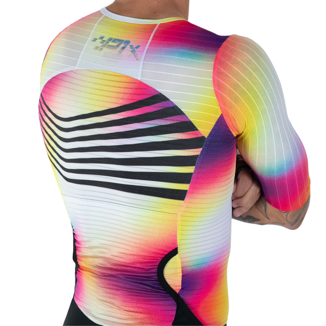 Zoot Men's Ultra Tri P1X Racesuit in Eclipse colourway - close-up of back sublimation print detail