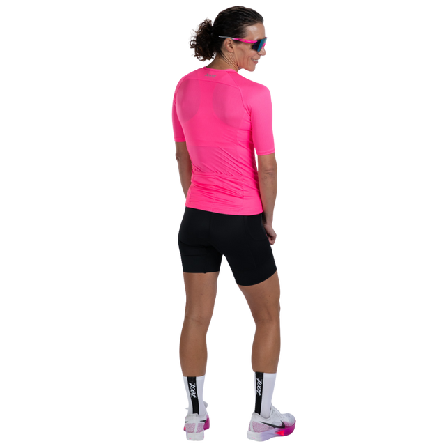 Zoot Women's Core Tri Jersey in Bright Pink colourway - back view