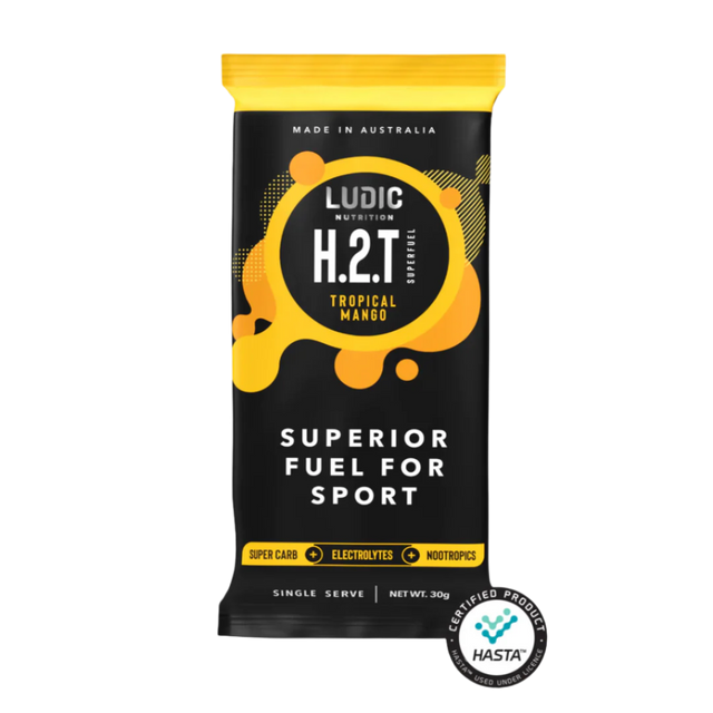 Single sachet of Ludic H.2.T tropical mango SuperFuel.